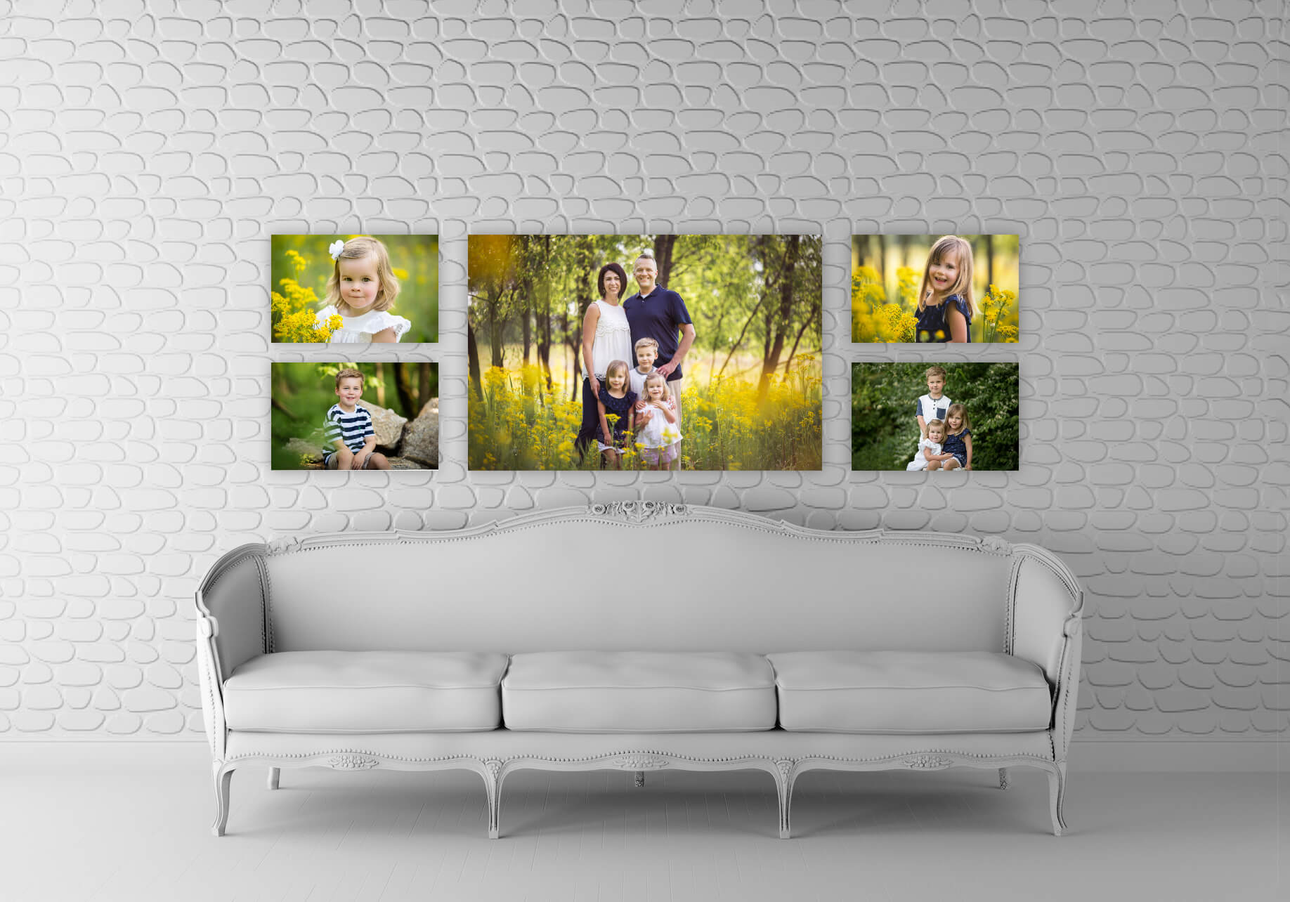 gallery photos above a couch