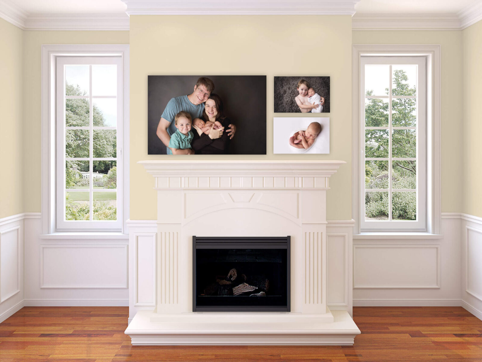 PHotos above a fireplace